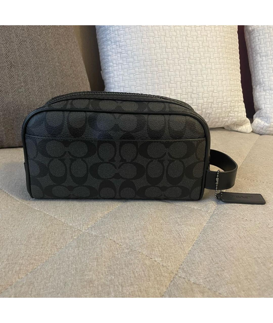 COACH Черная тканевая косметичка, фото 9