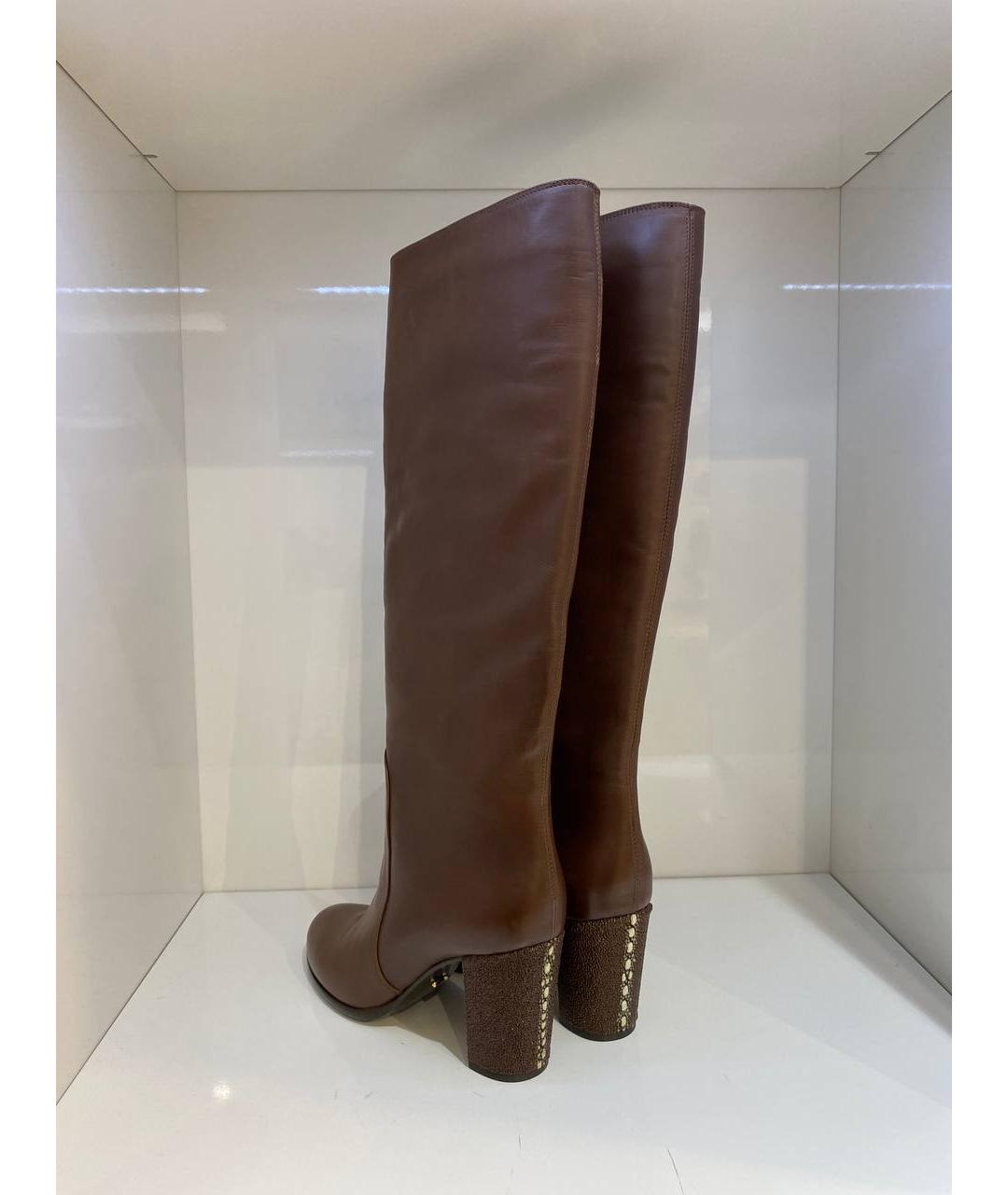 SERGIO ROSSI Коричневые кожаные сапоги, фото 3