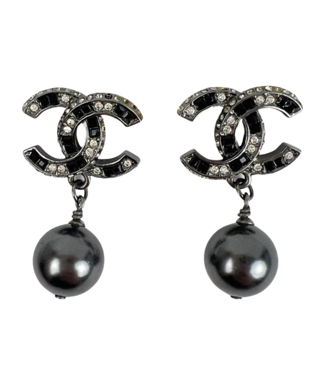 CHANEL Черные металлические серьги, фото 1