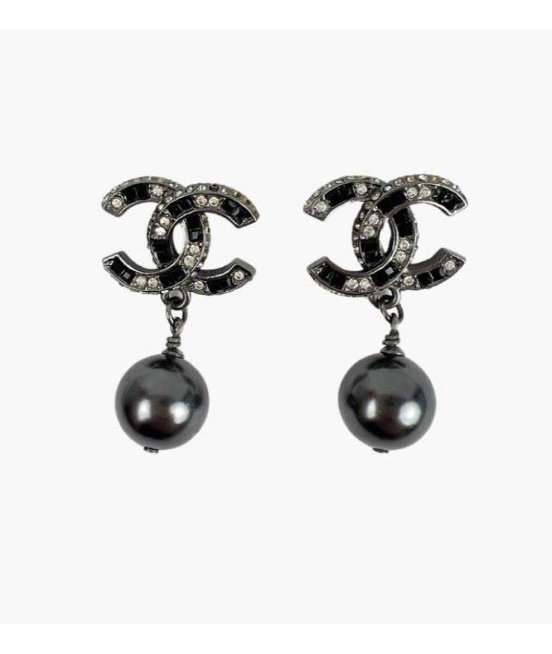 CHANEL Черные металлические серьги, фото 2