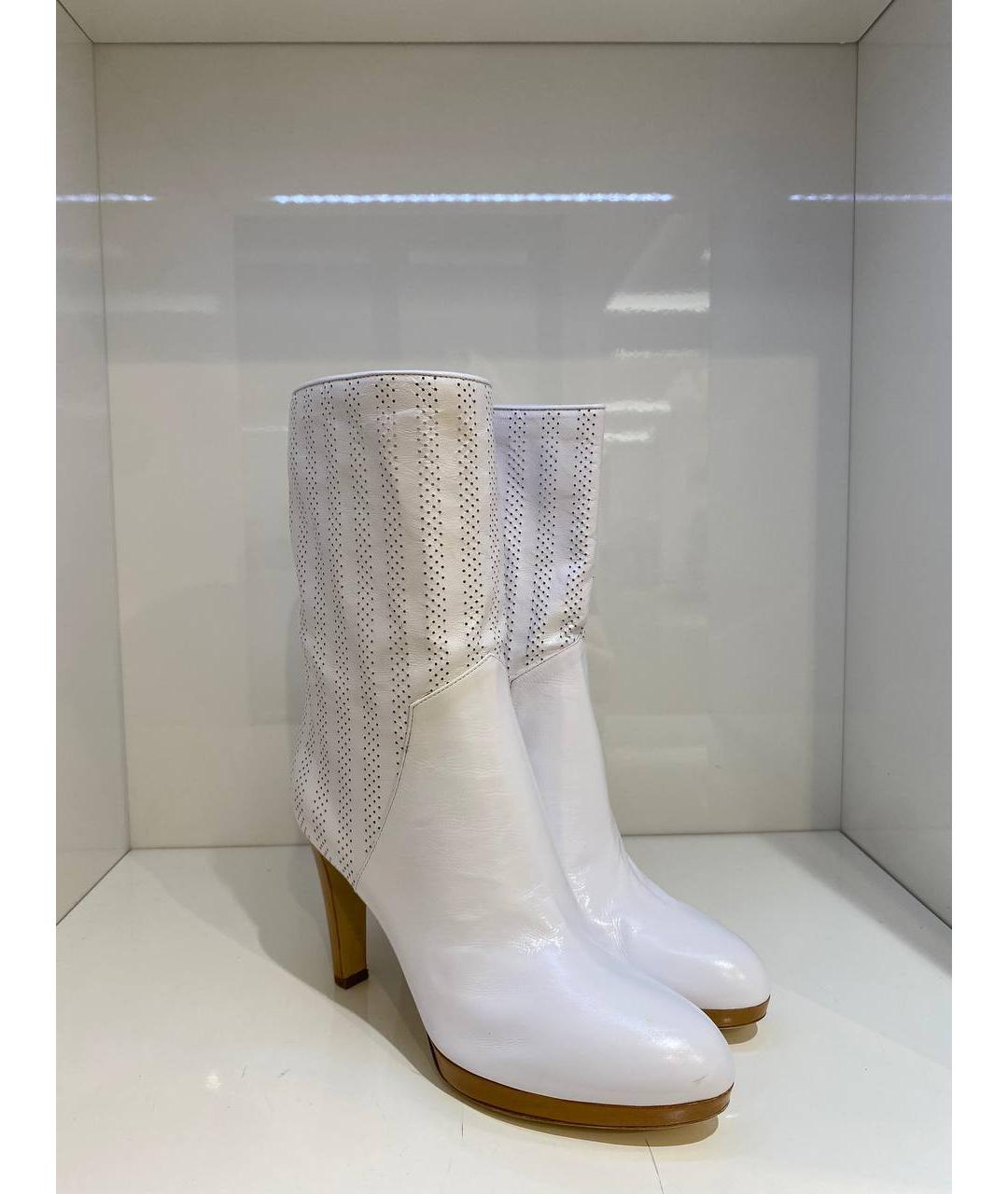 SERGIO ROSSI Белые кожаные ботинки, фото 4