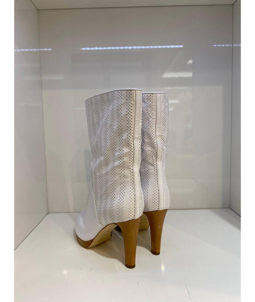 SERGIO ROSSI Белые кожаные ботинки, фото 3