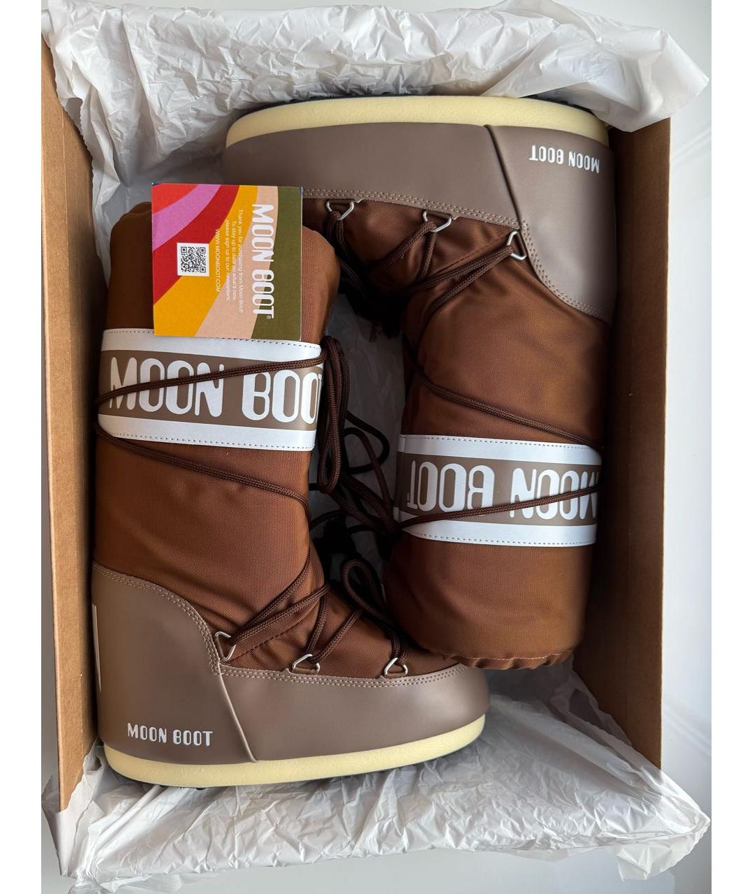 MOON BOOT Коричневые синтетические сапоги, фото 6
