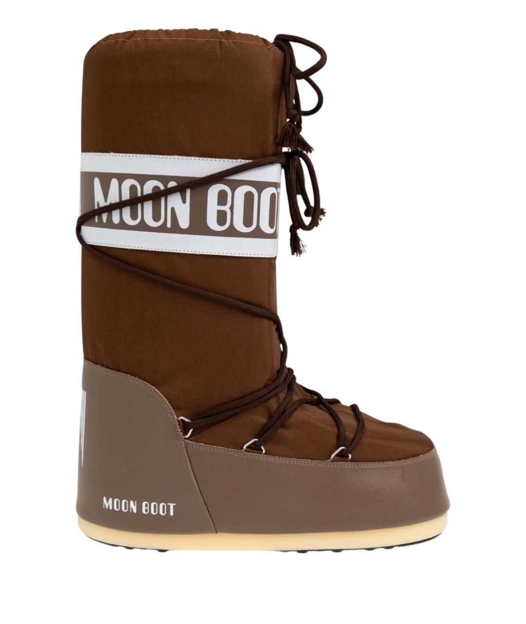 MOON BOOT Коричневые синтетические сапоги, фото 1