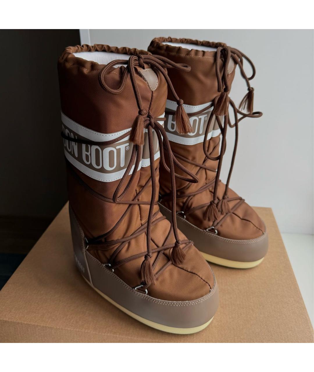 MOON BOOT Коричневые синтетические сапоги, фото 5