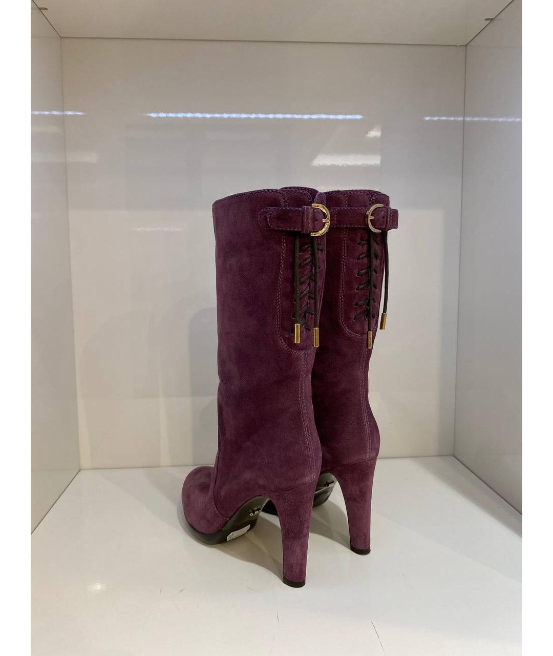 SERGIO ROSSI Бордовые замшевые сапоги, фото 3