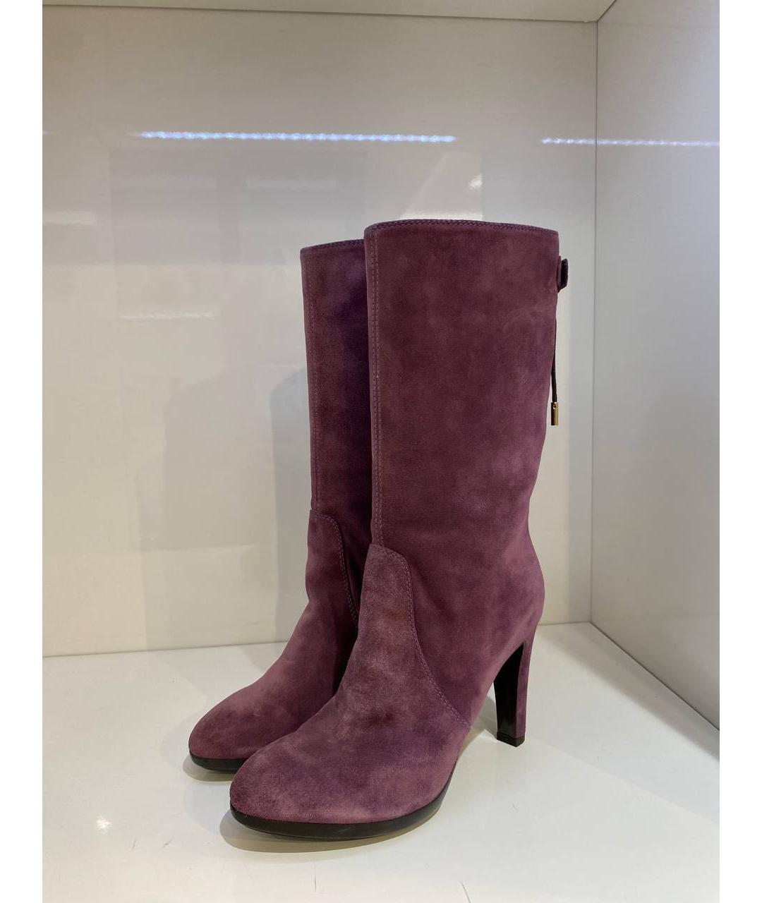 SERGIO ROSSI Бордовые замшевые сапоги, фото 2