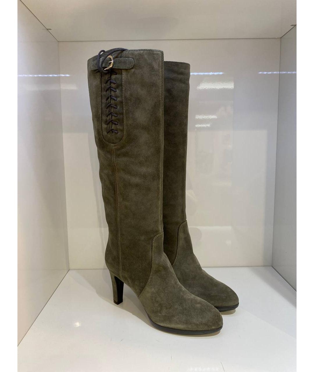 SERGIO ROSSI Зеленые замшевые сапоги, фото 4