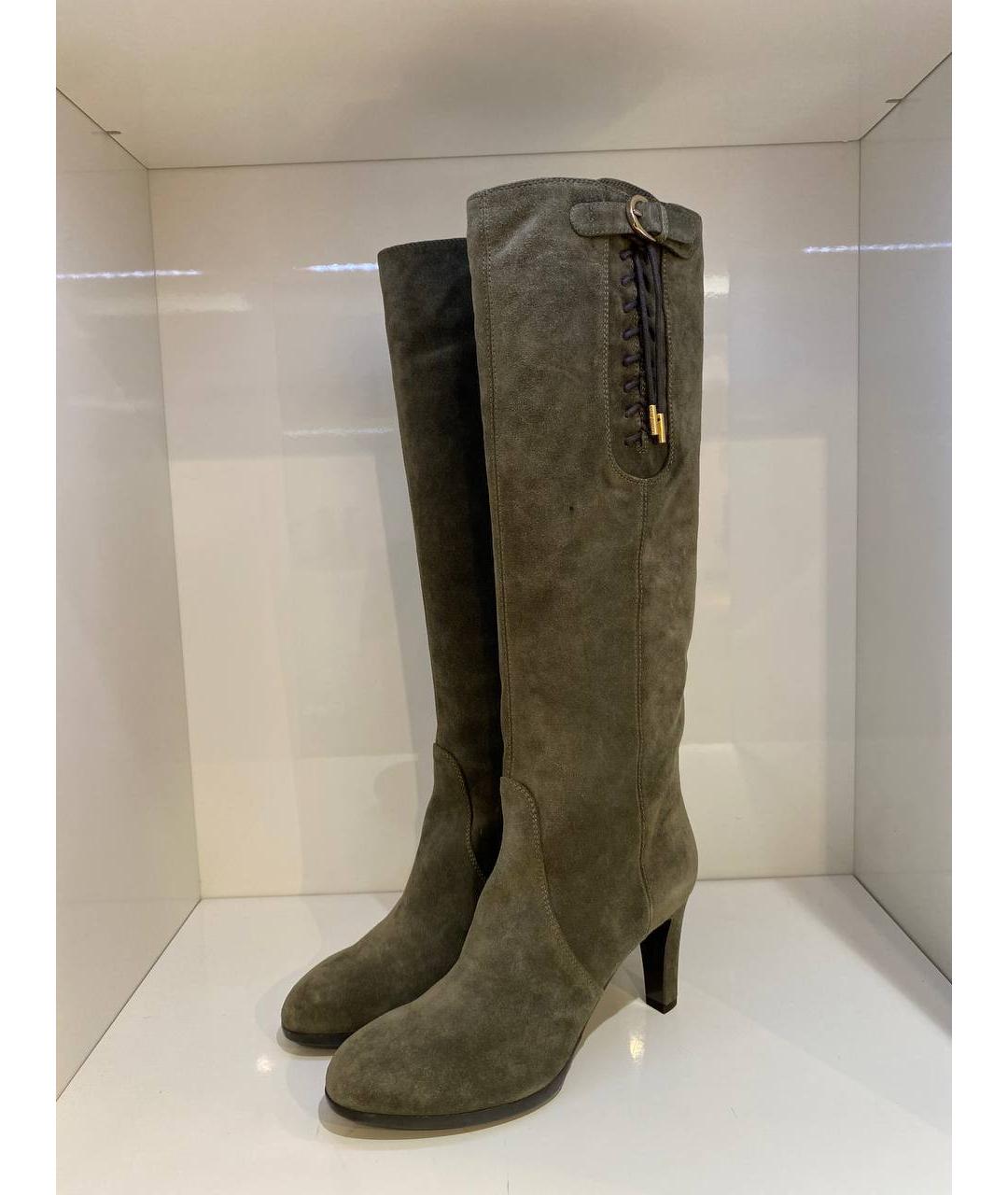 SERGIO ROSSI Зеленые замшевые сапоги, фото 2