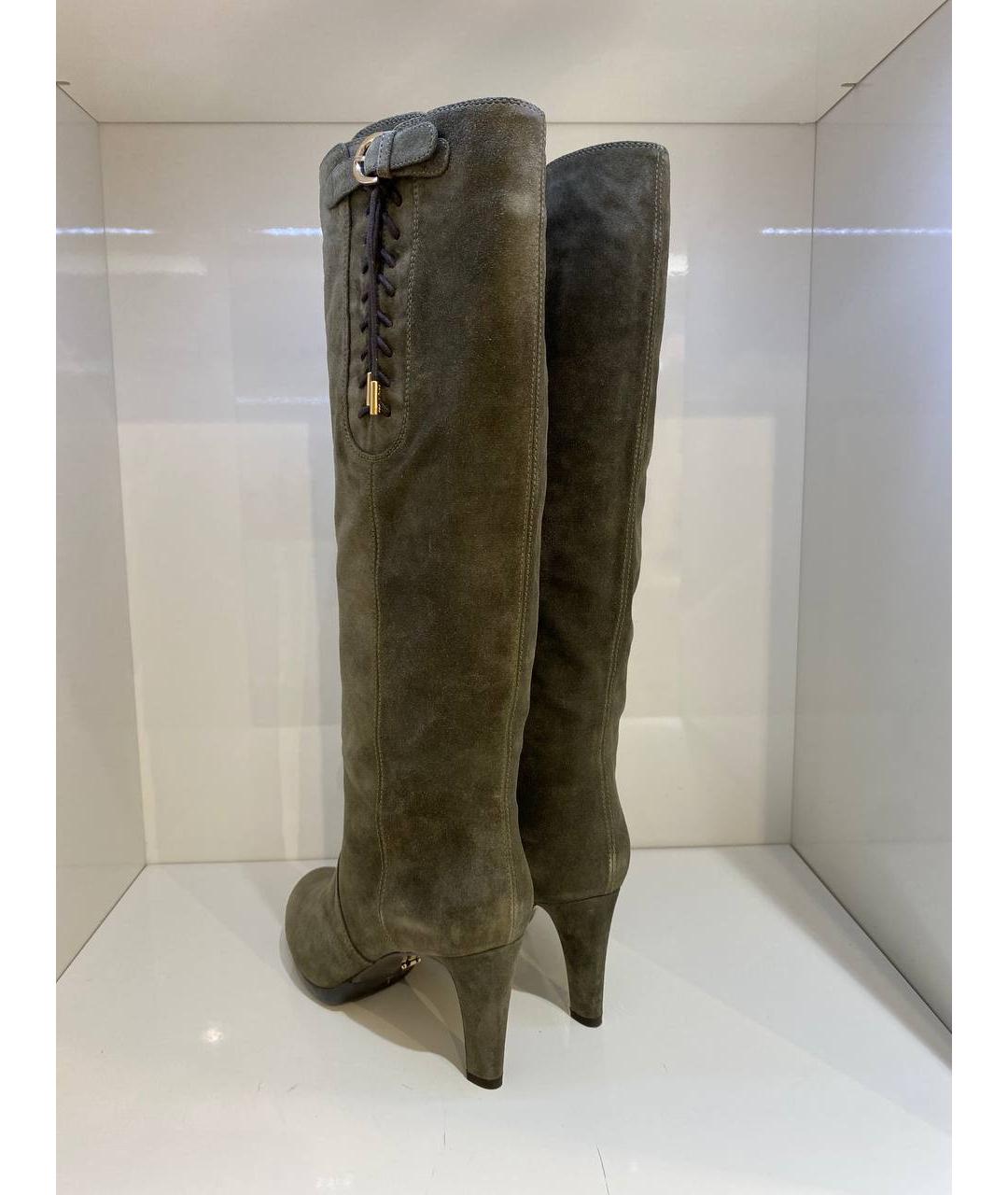 SERGIO ROSSI Зеленые замшевые сапоги, фото 3