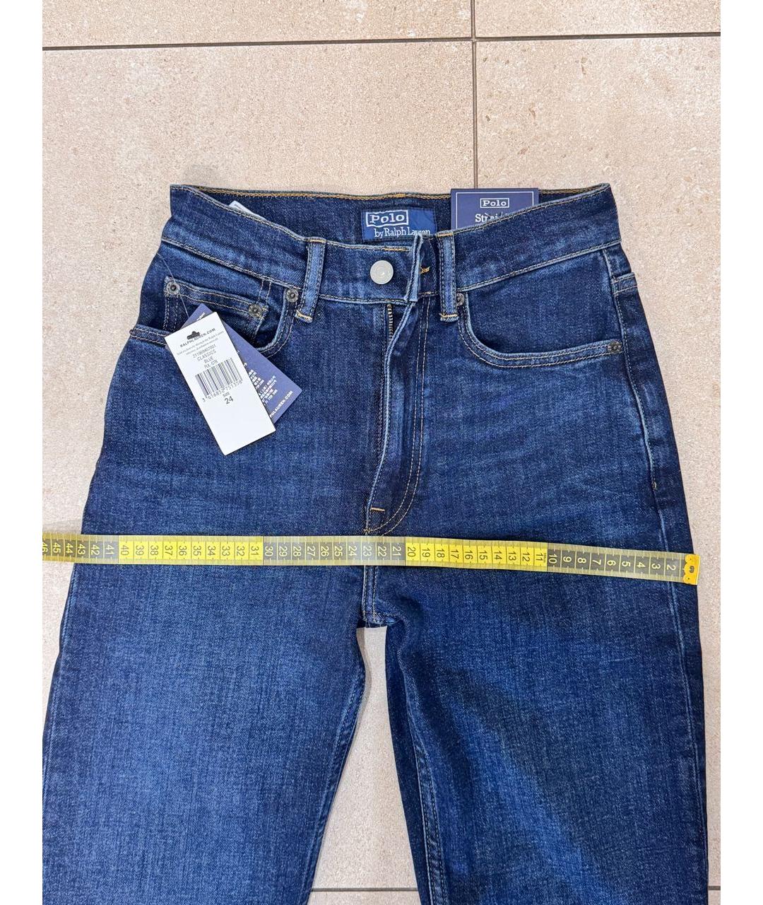 POLO RALPH LAUREN Темно-синие хлопко-эластановые прямые джинсы, фото 5