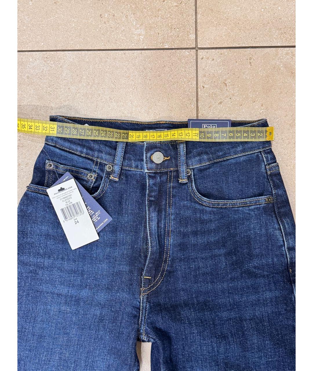 POLO RALPH LAUREN Темно-синие хлопко-эластановые прямые джинсы, фото 4