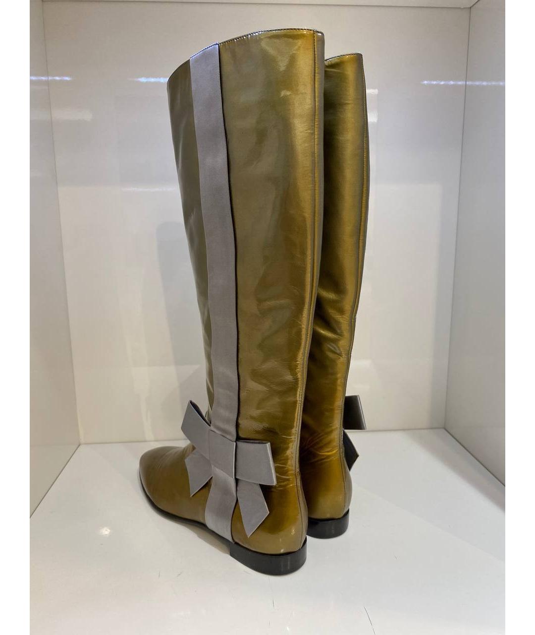 SERGIO ROSSI Золотые кожаные сапоги, фото 3