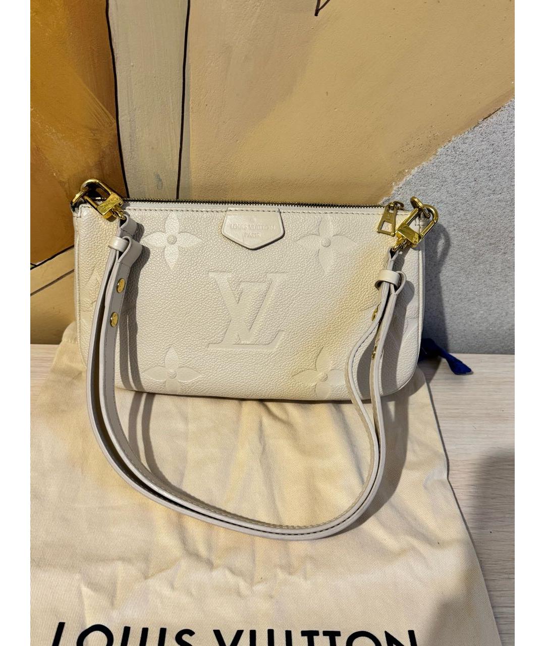 LOUIS VUITTON Бежевая кожаная сумка через плечо, фото 9