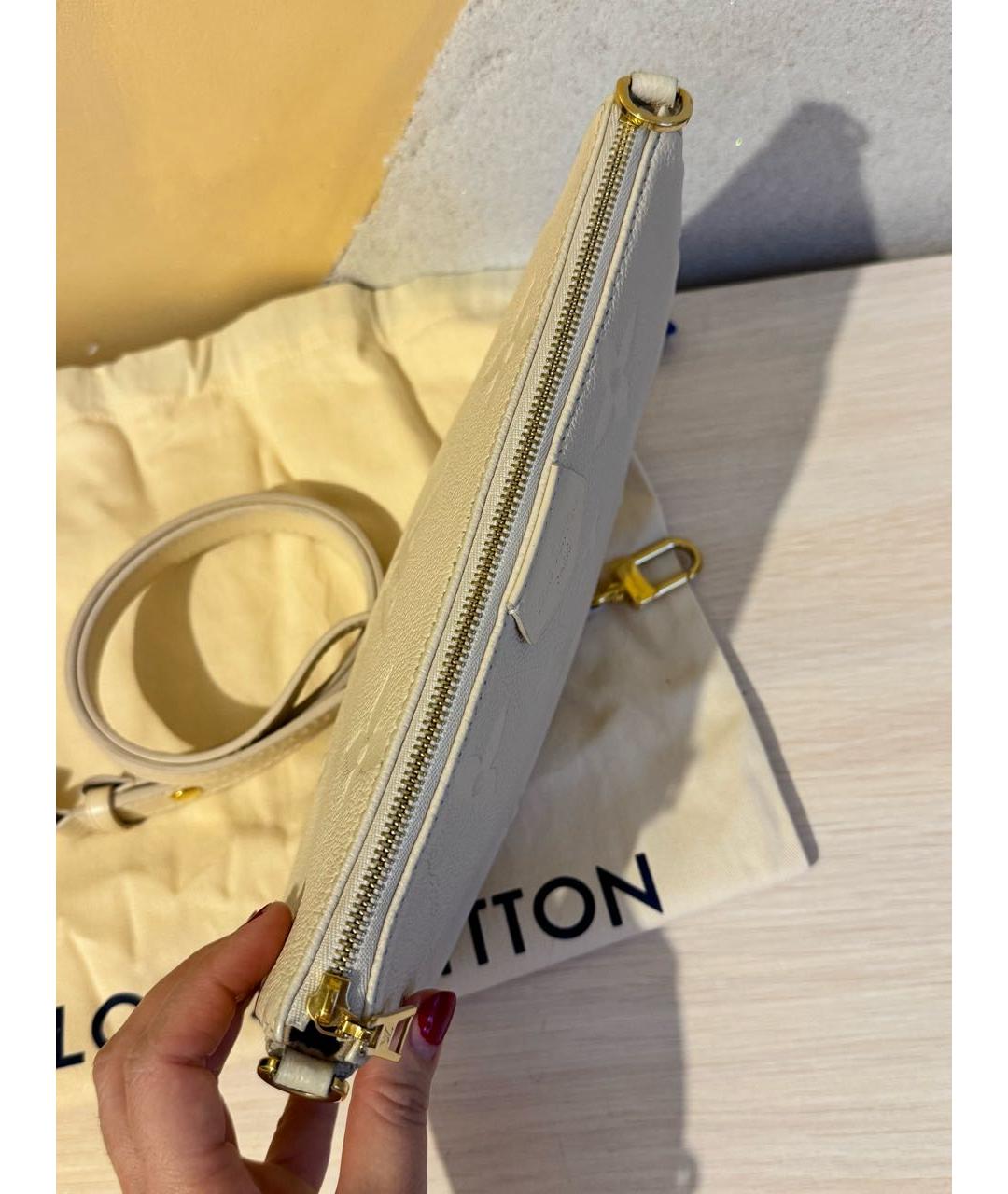 LOUIS VUITTON Бежевая кожаная сумка через плечо, фото 7