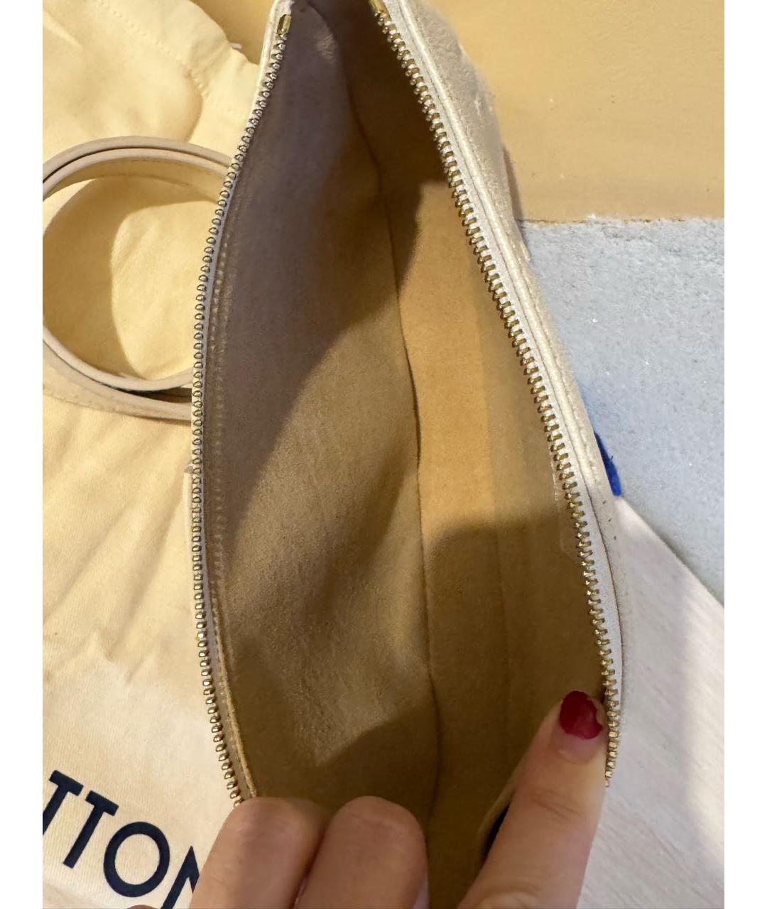 LOUIS VUITTON Бежевая кожаная сумка через плечо, фото 6