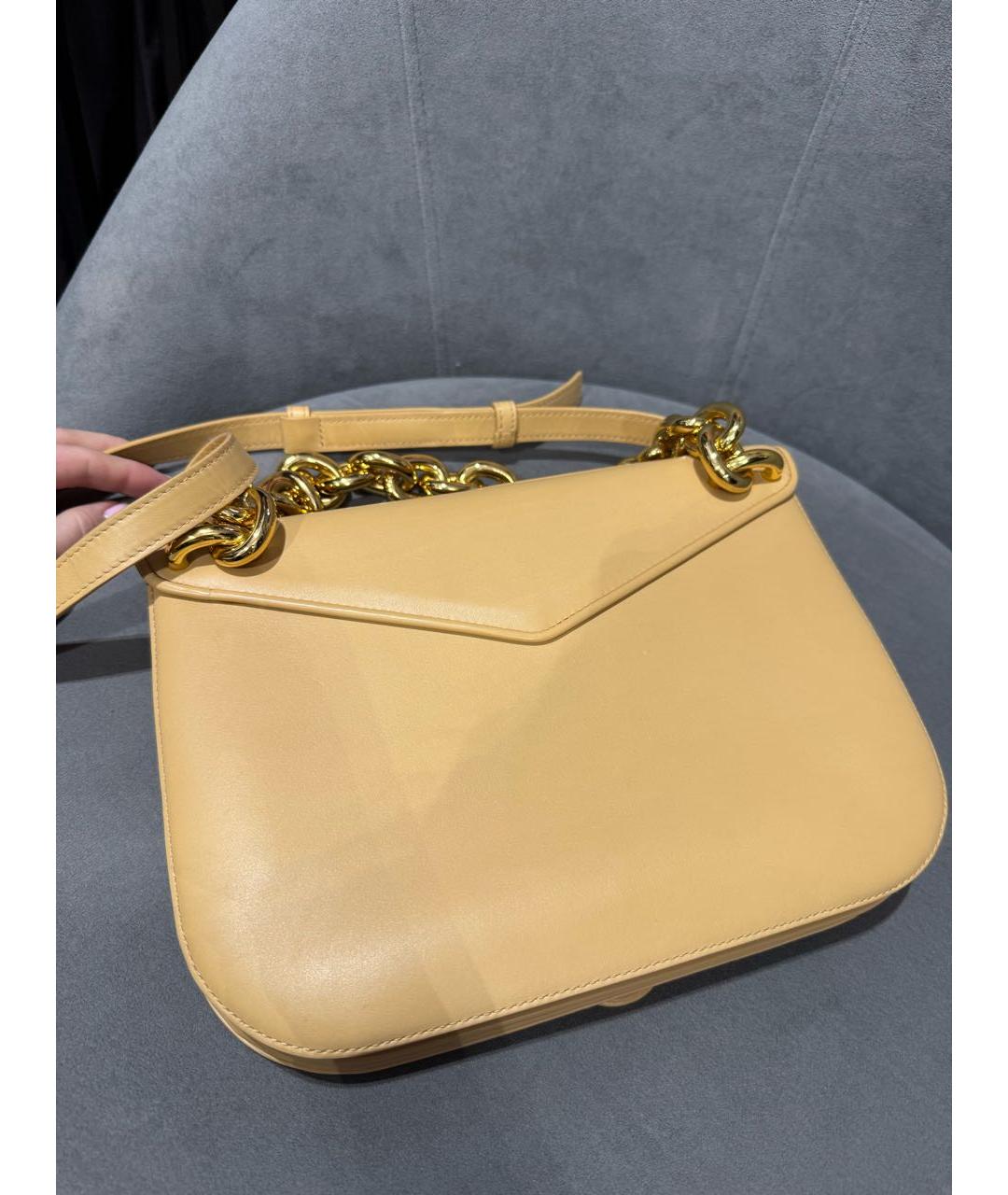 BOTTEGA VENETA Бежевая кожаная сумка через плечо, фото 4