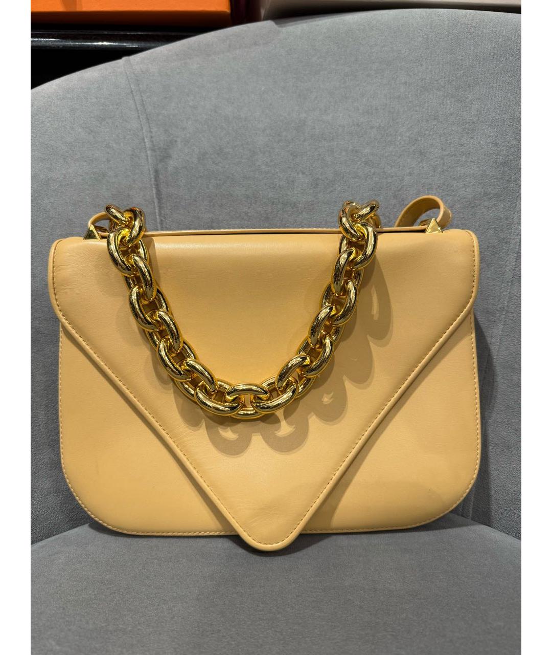 BOTTEGA VENETA Бежевая кожаная сумка через плечо, фото 8