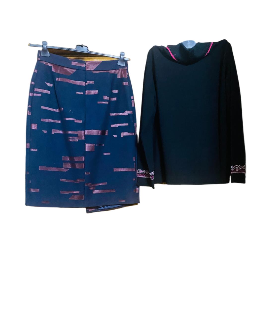 ESCADA Темно-синий вискозный костюм с юбками, фото 2