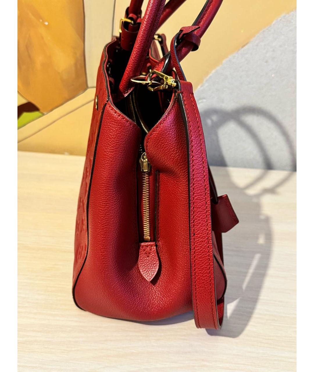 LOUIS VUITTON Красная кожаная сумка с короткими ручками, фото 3