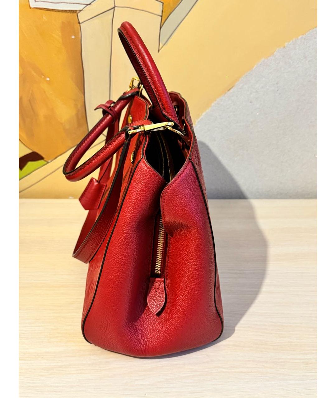 LOUIS VUITTON Красная кожаная сумка с короткими ручками, фото 4