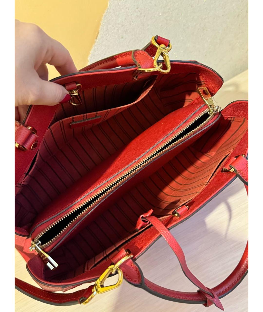 LOUIS VUITTON Красная кожаная сумка с короткими ручками, фото 6