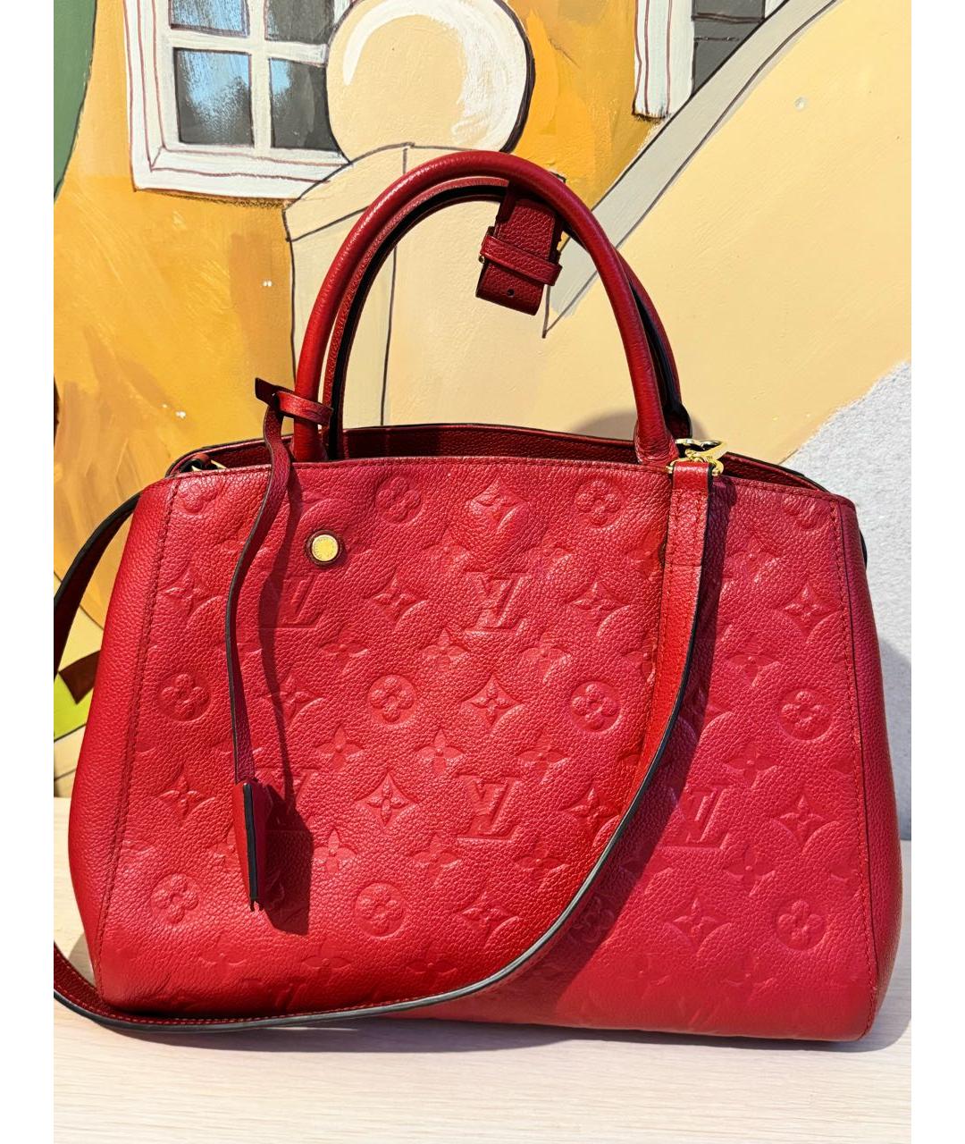 LOUIS VUITTON Красная кожаная сумка с короткими ручками, фото 9