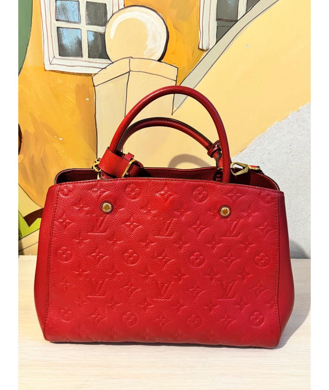LOUIS VUITTON Красная кожаная сумка с короткими ручками, фото 2
