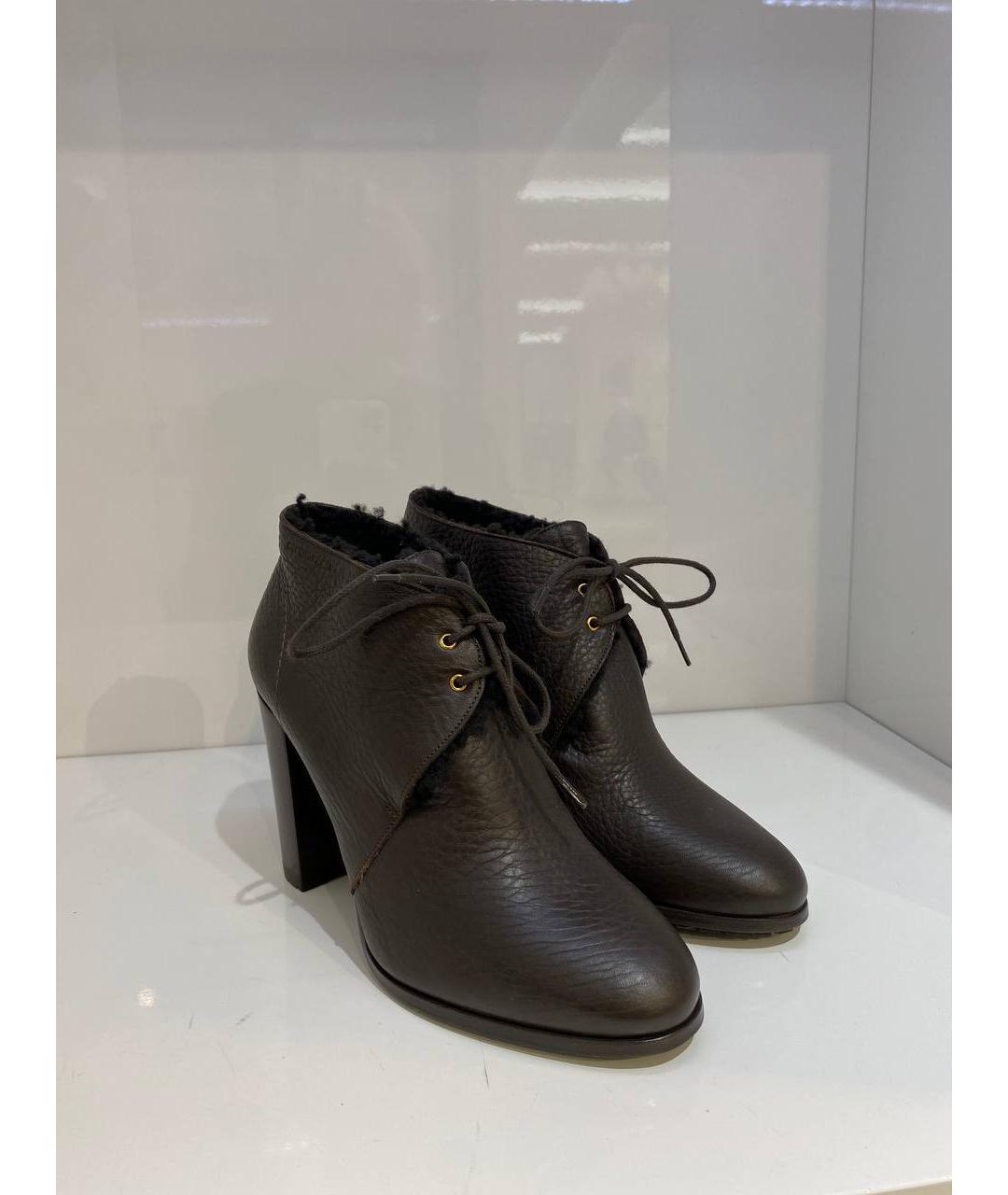 SERGIO ROSSI Коричневые кожаные ботинки, фото 4