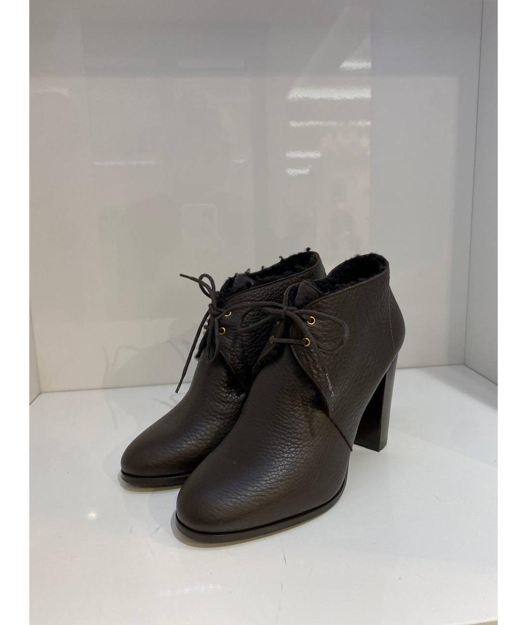 SERGIO ROSSI Коричневые кожаные ботинки, фото 2