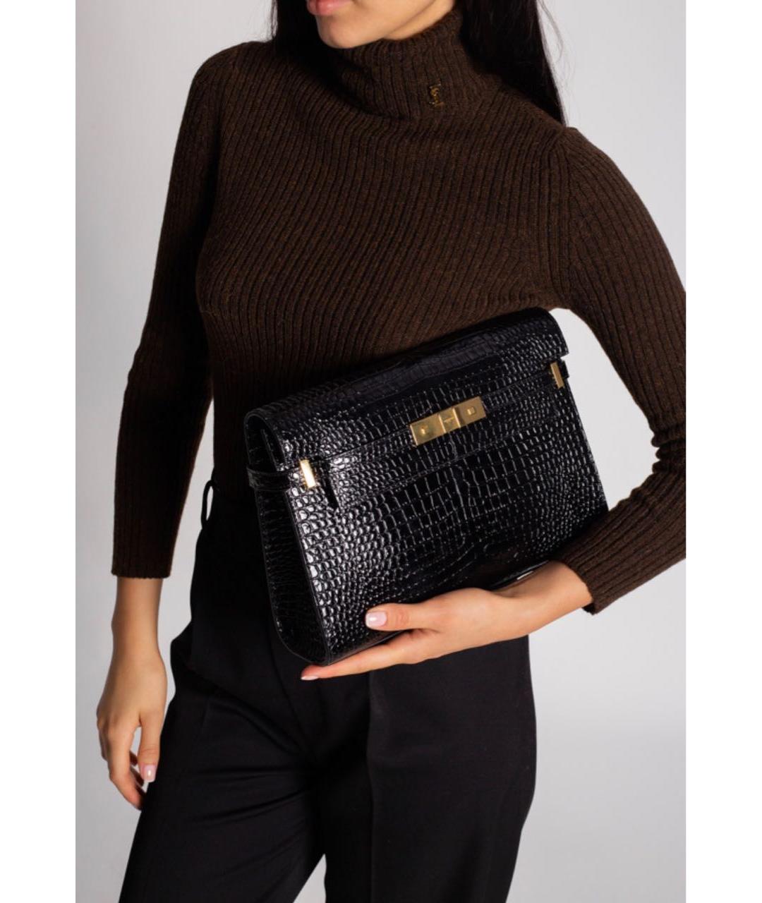 SAINT LAURENT Черная кожаная сумка через плечо, фото 3