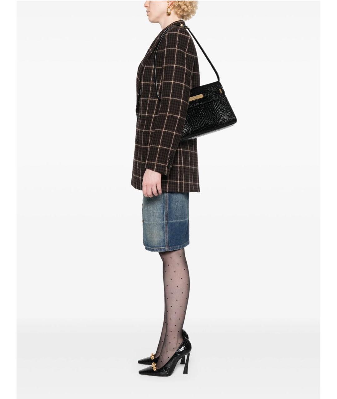 SAINT LAURENT Черная кожаная сумка через плечо, фото 2