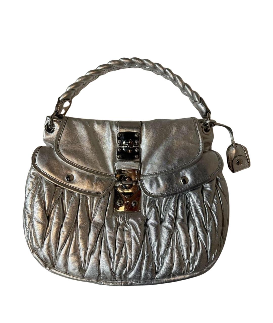 MIU MIU Серебряная кожаная сумка через плечо, фото 1