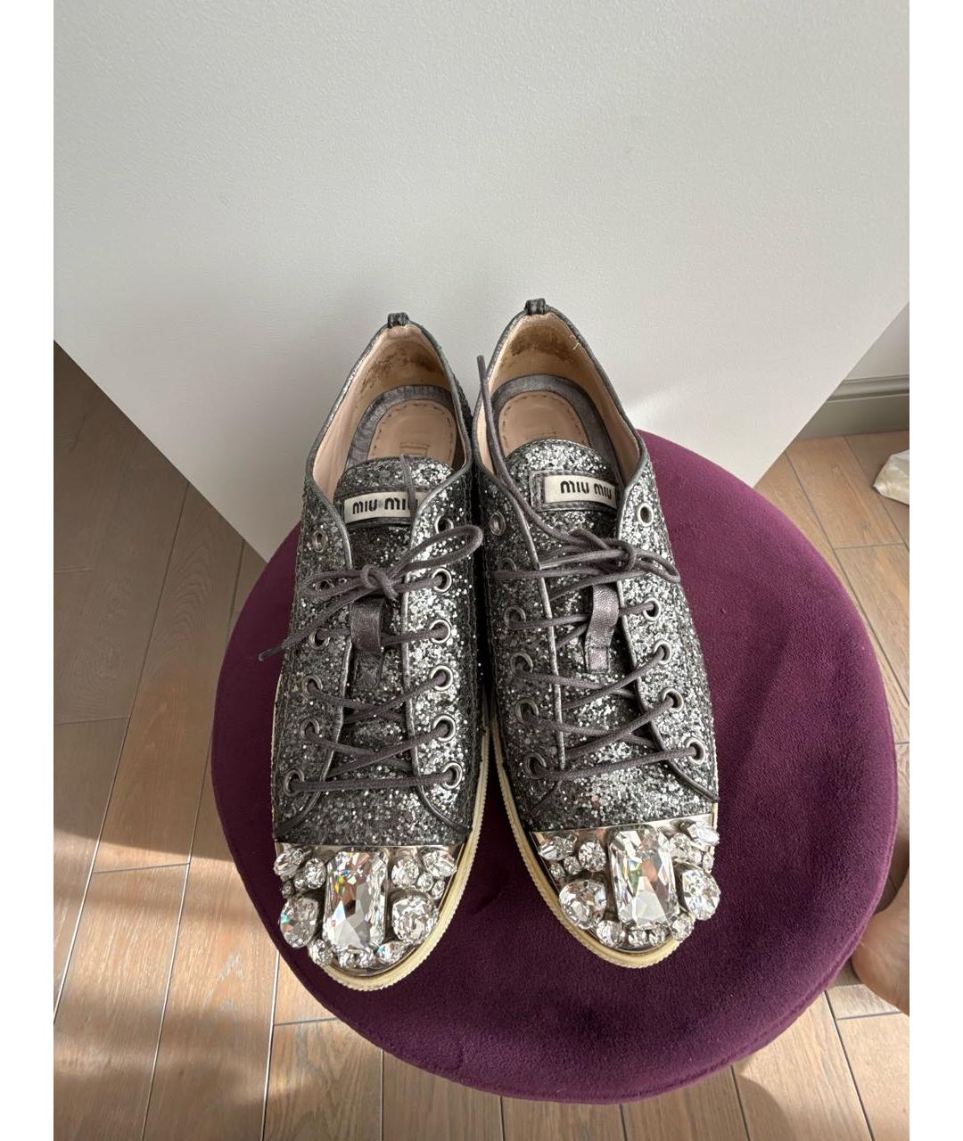 MIU MIU Серебряные кеды, фото 2
