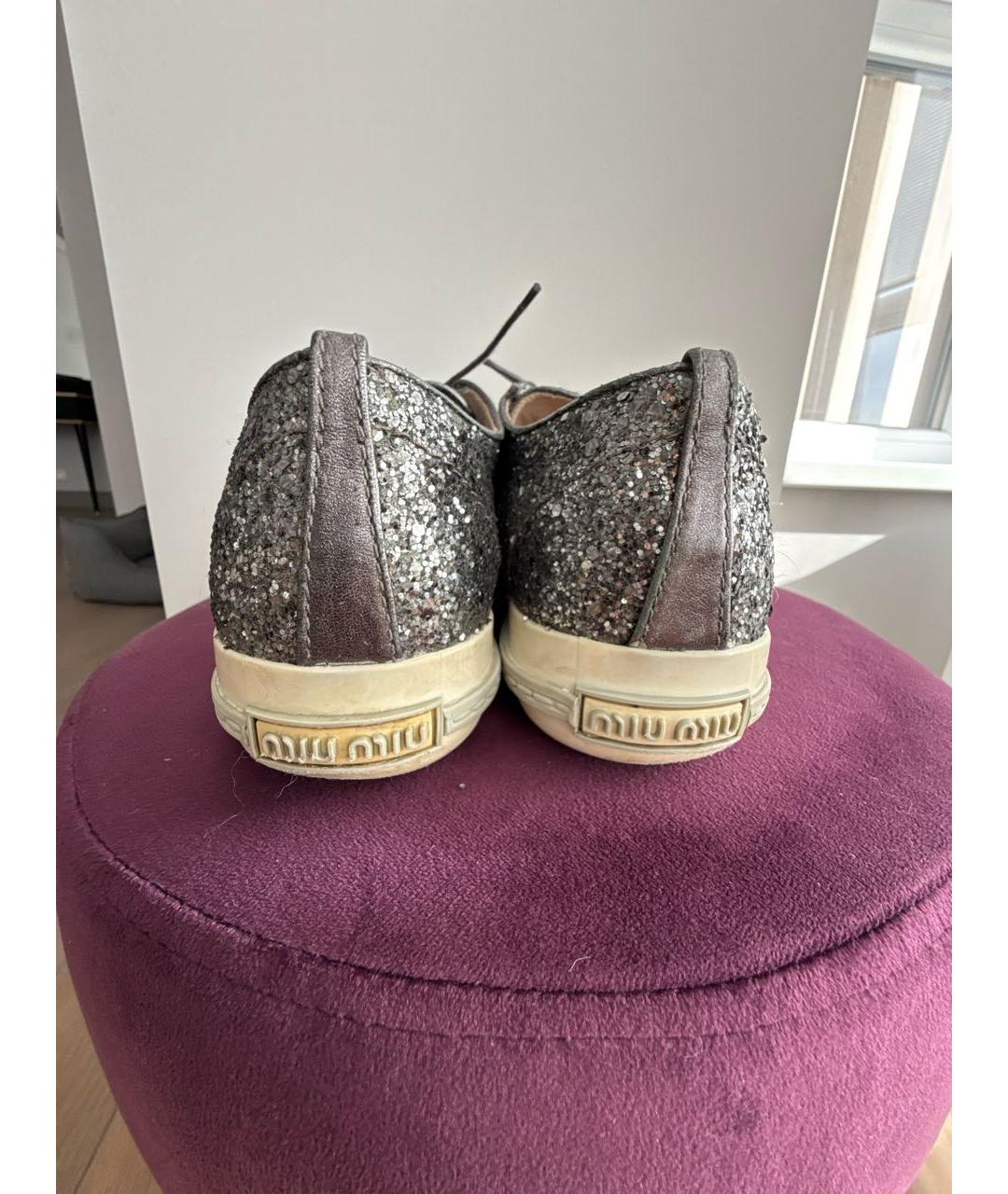 MIU MIU Серебряные кеды, фото 4