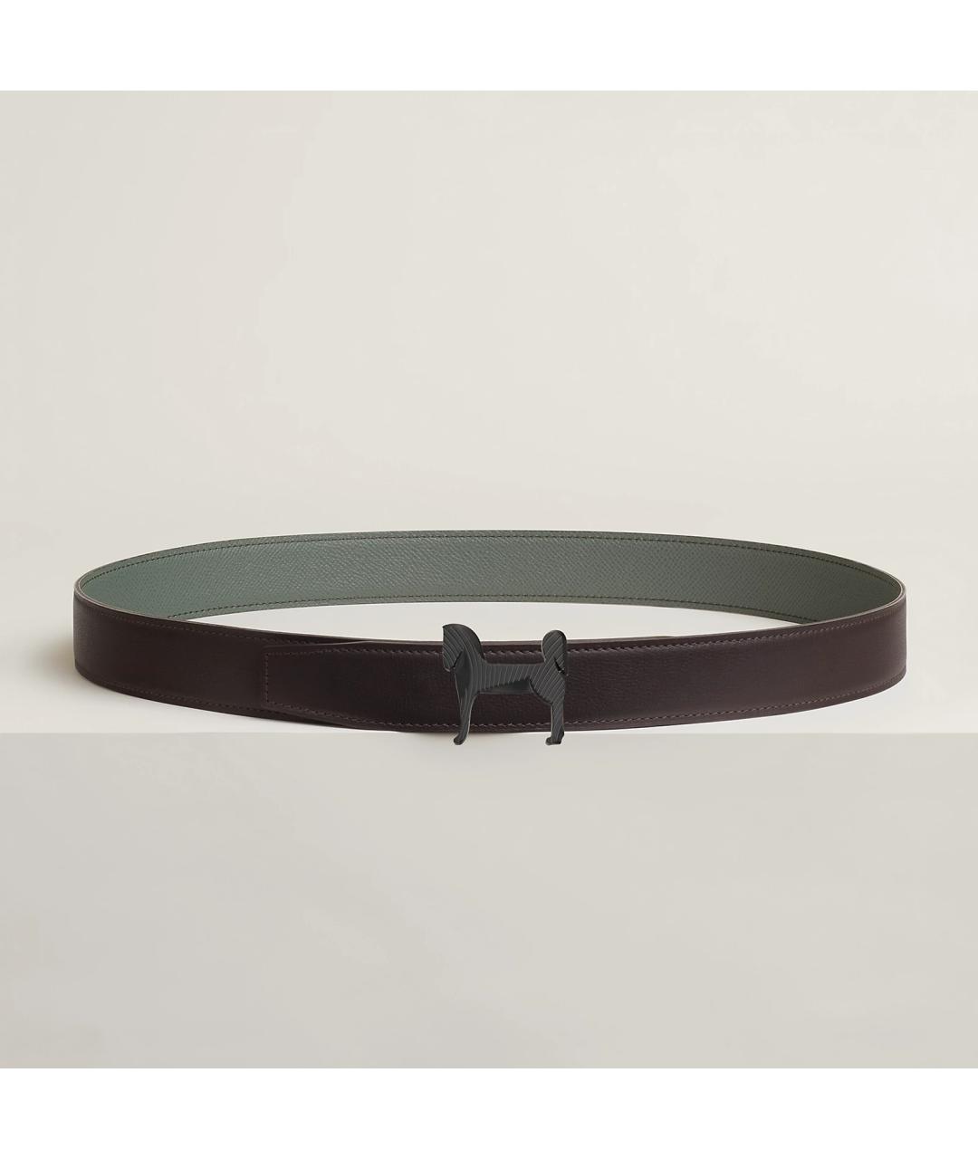 HERMES Антрацитовый кожаный ремень, фото 2