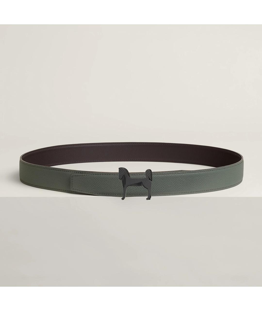 HERMES Антрацитовый кожаный ремень, фото 4