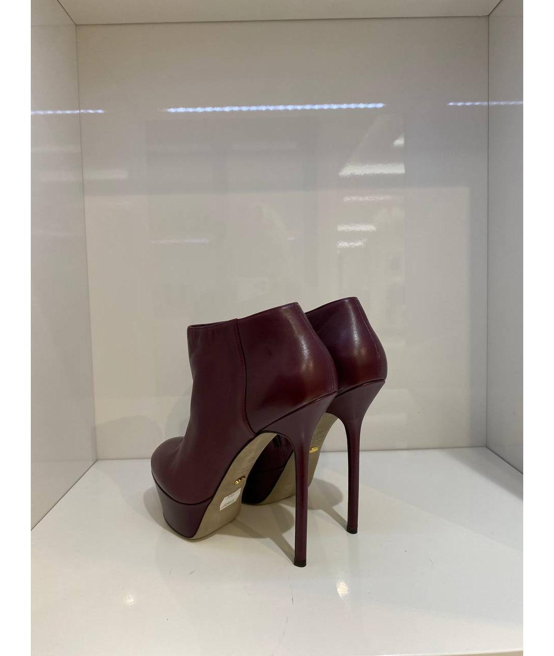 SERGIO ROSSI Бордовые кожаные ботинки, фото 3