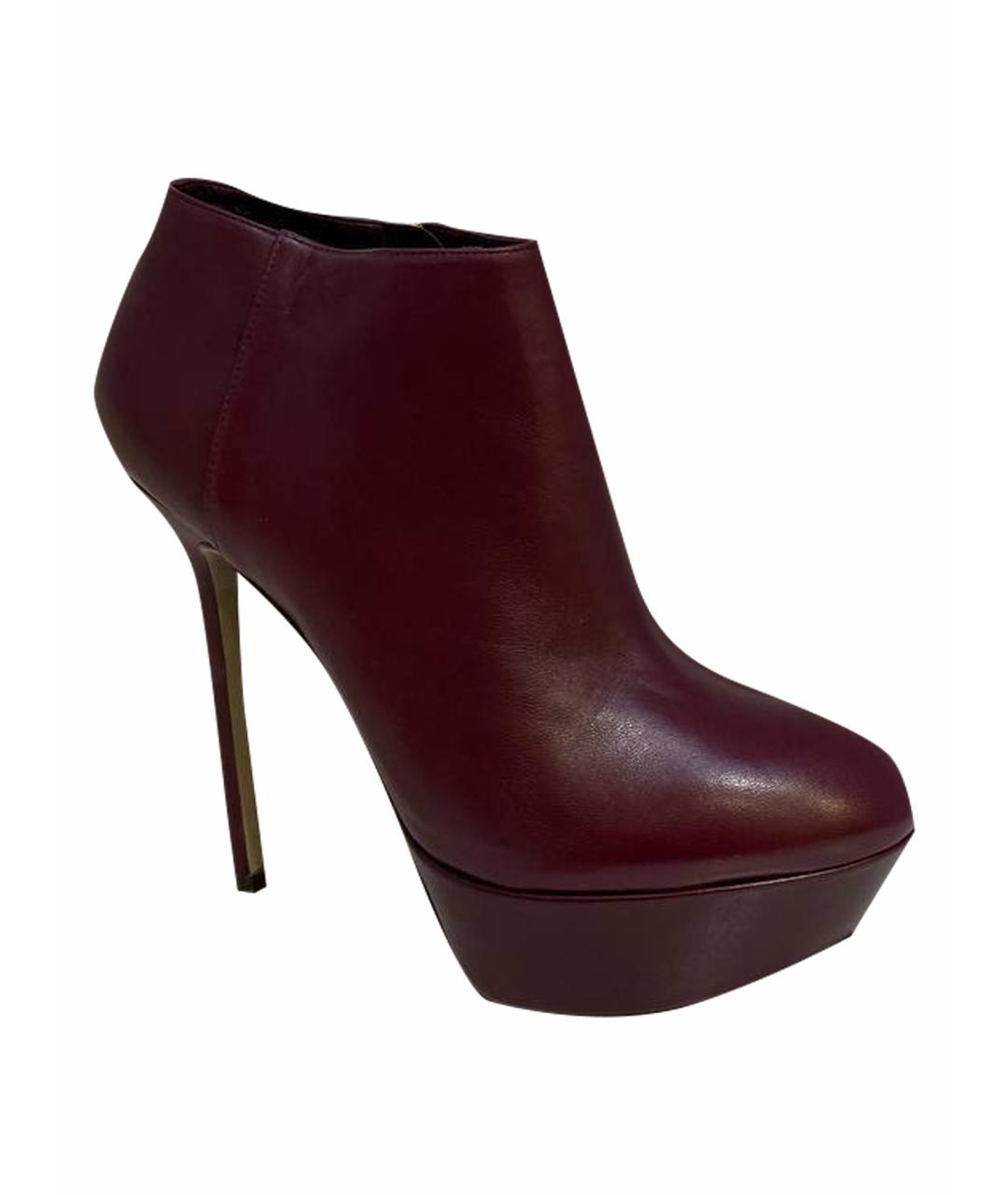 SERGIO ROSSI Бордовые кожаные ботинки, фото 1