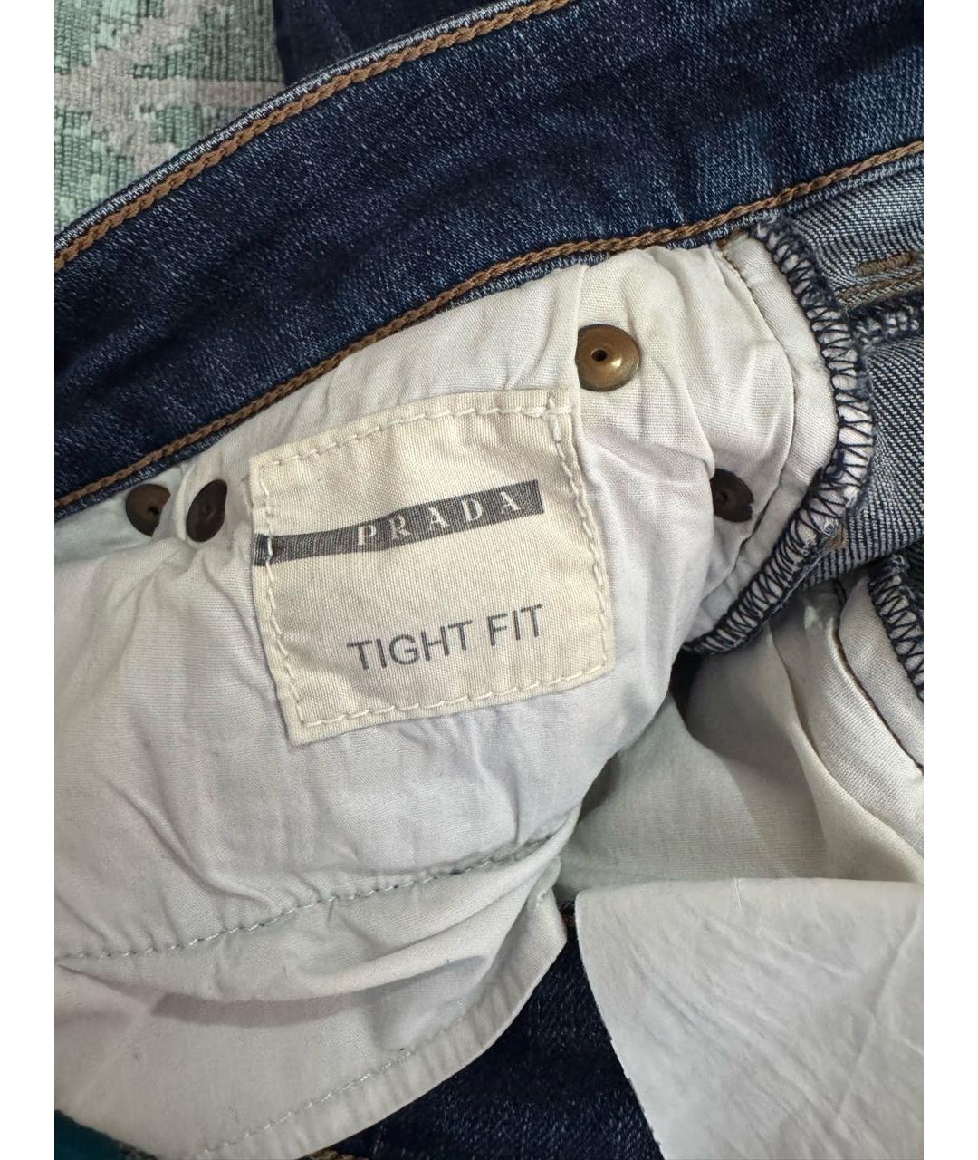 PRADA Темно-синие хлопко-эластановые джинсы слим, фото 6