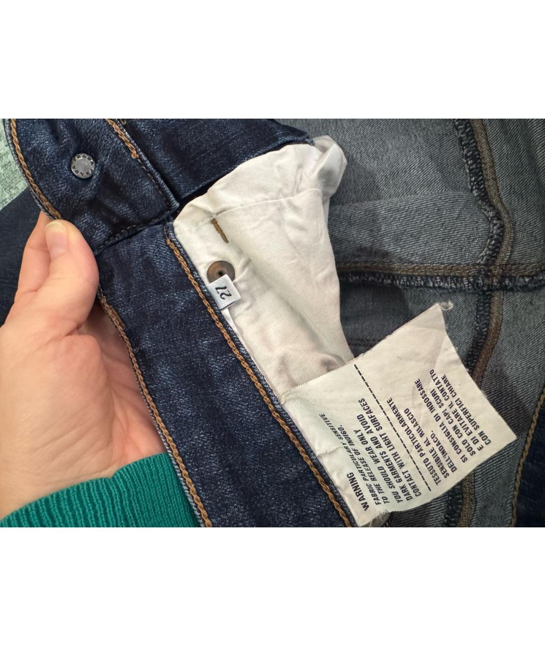 PRADA Темно-синие хлопко-эластановые джинсы слим, фото 5