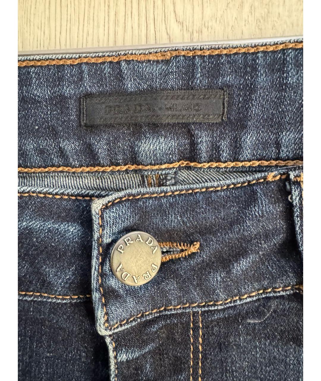 PRADA Темно-синие хлопко-эластановые джинсы слим, фото 3