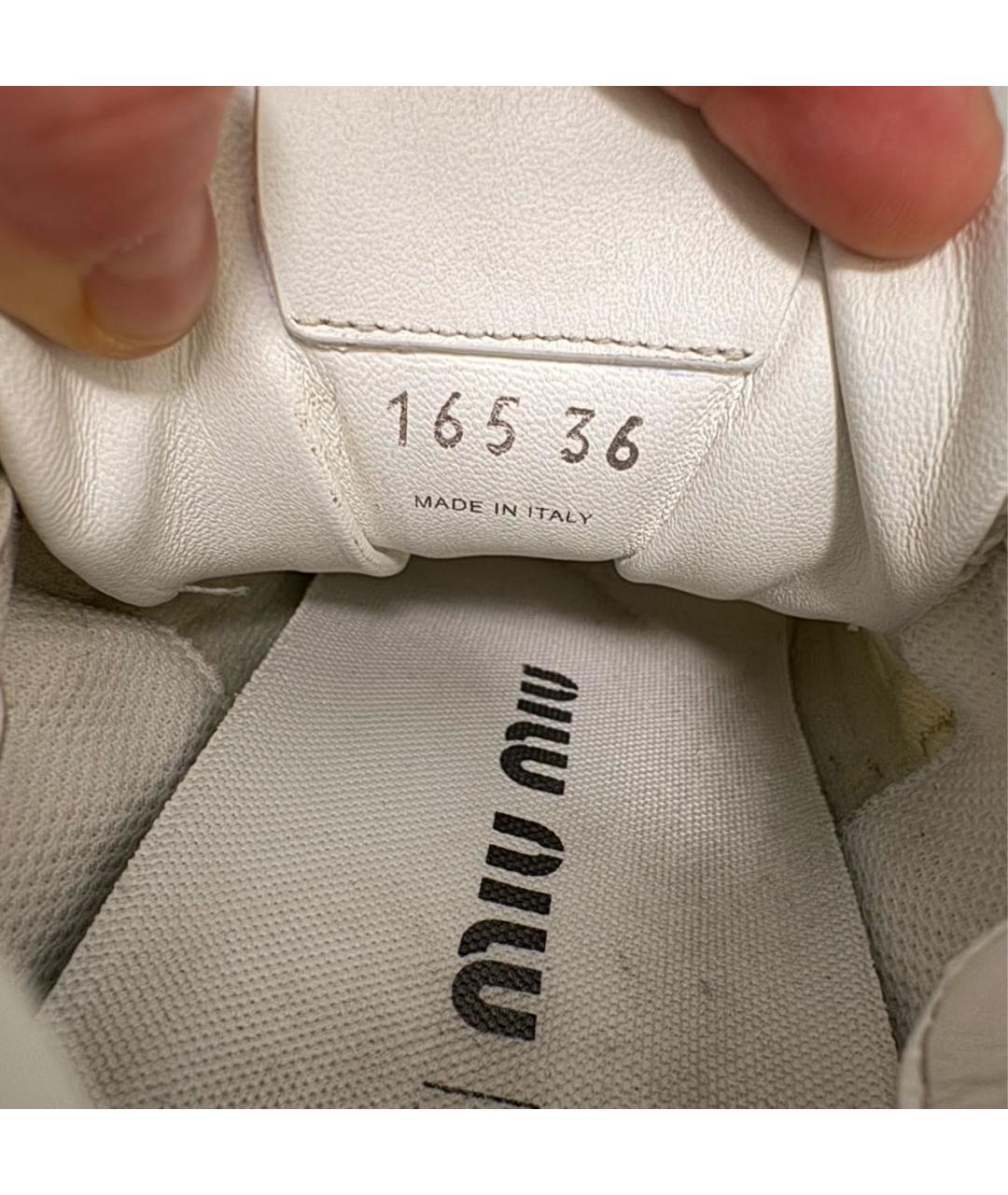 MIU MIU Белые текстильные кроссовки, фото 4