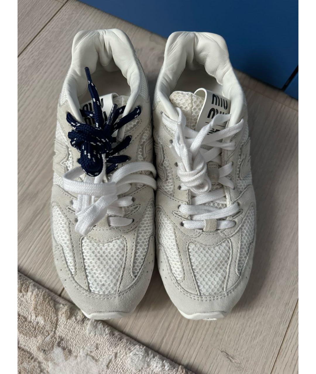 MIU MIU Белые текстильные кроссовки, фото 3