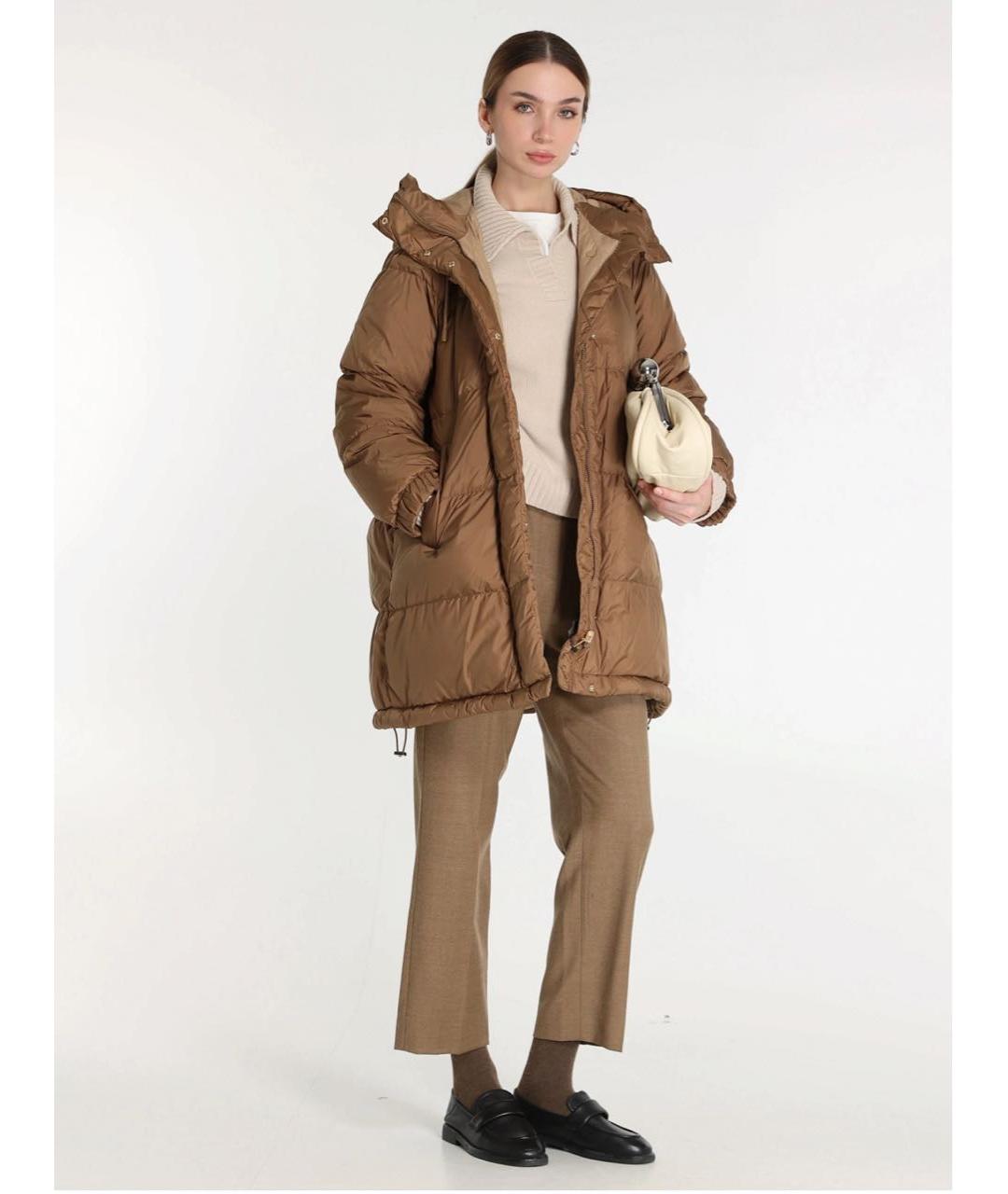 WEEKEND MAX MARA Коричневый полиэстеровый пуховик, фото 5