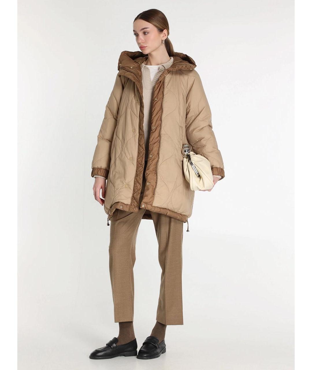 WEEKEND MAX MARA Коричневый полиэстеровый пуховик, фото 6