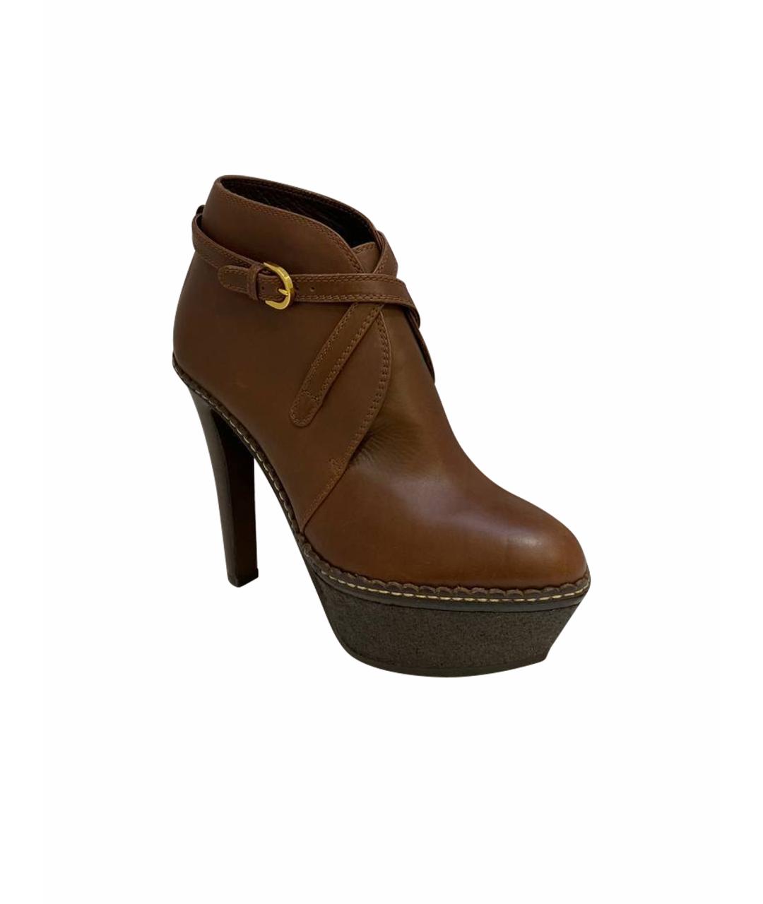 SERGIO ROSSI Коричневые кожаные ботинки, фото 1