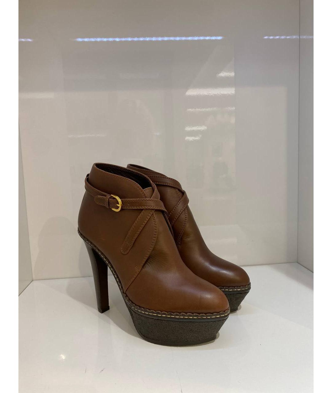 SERGIO ROSSI Коричневые кожаные ботинки, фото 4