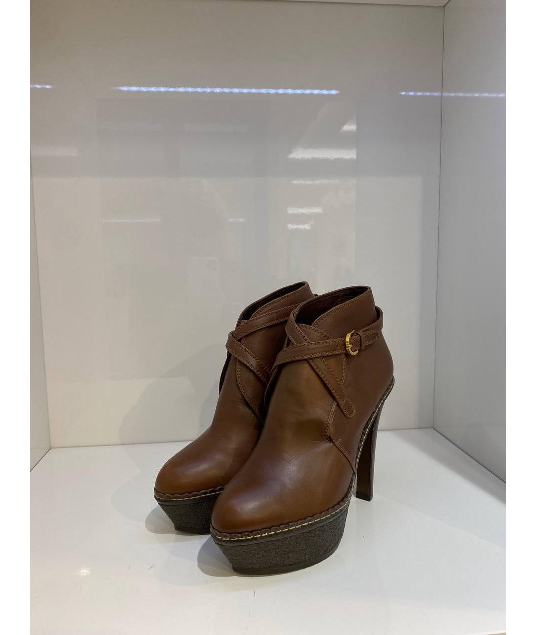 SERGIO ROSSI Коричневые кожаные ботинки, фото 2