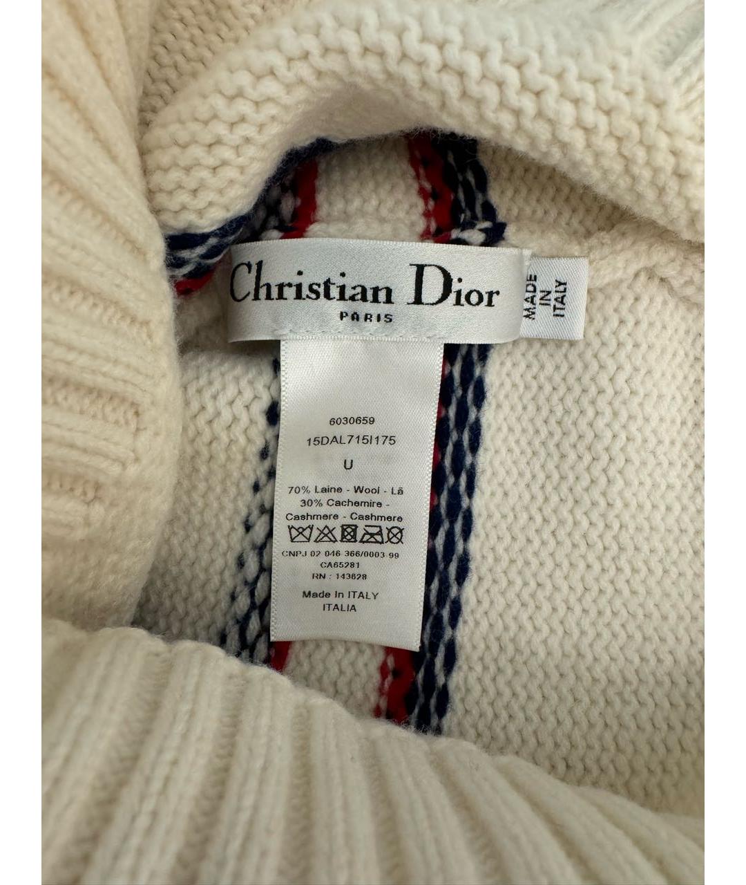 CHRISTIAN DIOR Белая кашемировая шапка, фото 3